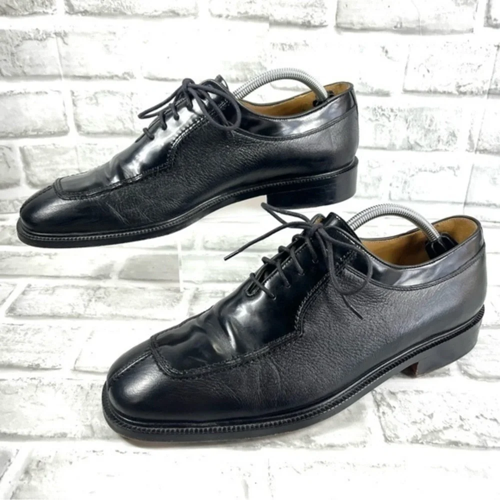 San Remo Made in Italy Black Leather Men's 10.5 Oxford Dress Shoes